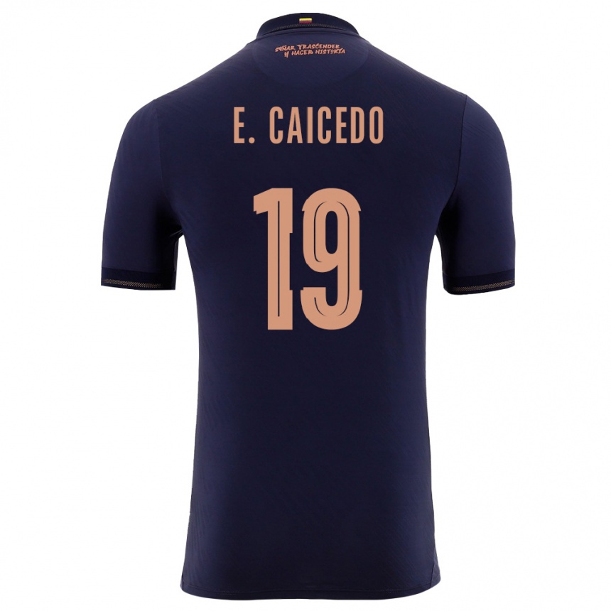 גברים כדורגל אקוודור Elian Caicedo #19 כהה זהב הרחק ג'רזי 26-28