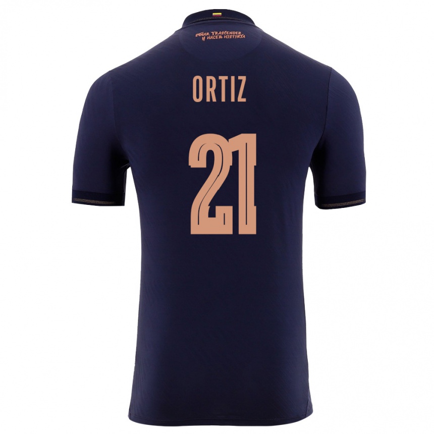 גברים כדורגל אקוודור Isaac Ortiz #21 כהה זהב הרחק ג'רזי 26-28