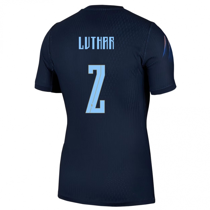 גברים כדורגל אורוגוואי Thiago Luthar #2 שחור כחול הרחק ג'רזי 26-28