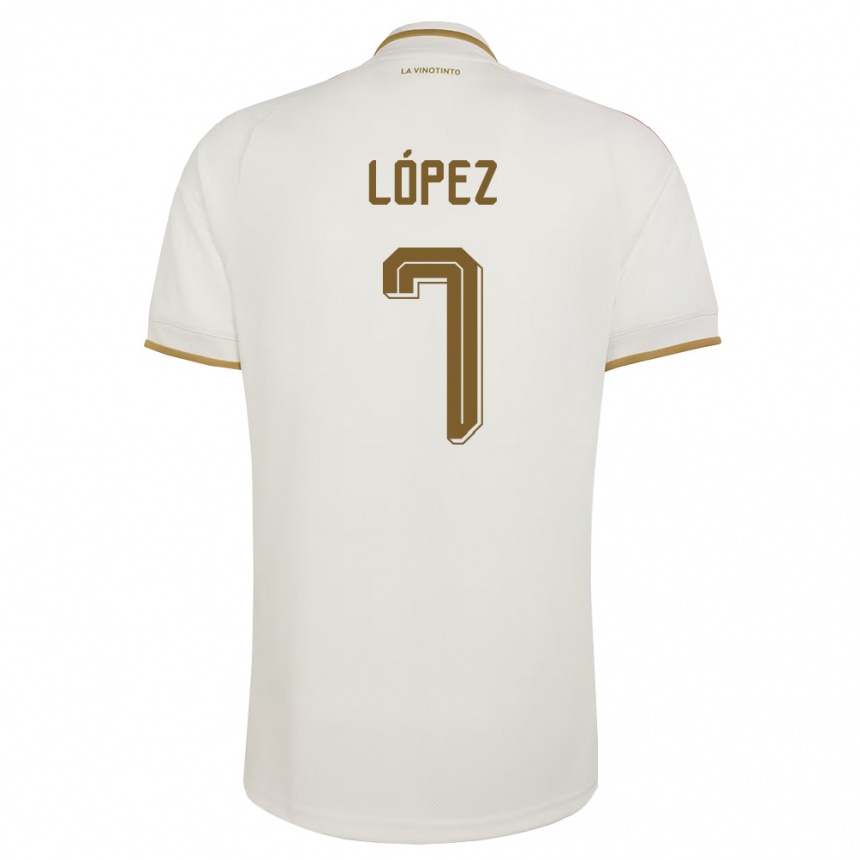 גברים כדורגל ונצואלה José López #7 שמנת צהוב הרחק ג'רזי 26-28