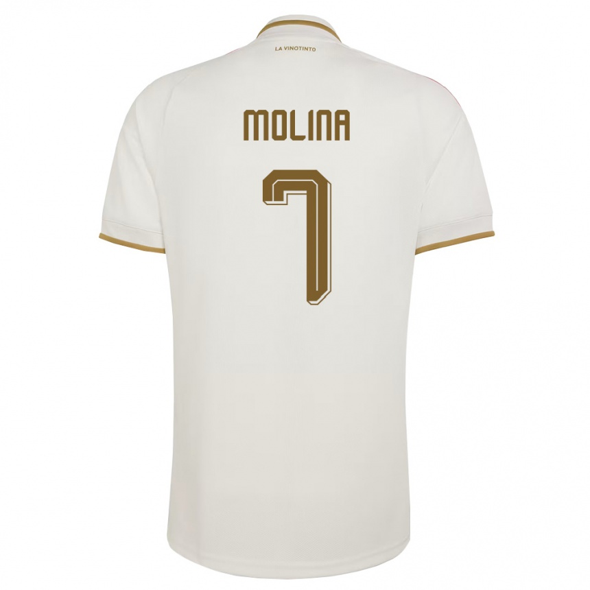 גברים כדורגל ונצואלה Gregory Molina #7 שמנת צהוב הרחק ג'רזי 26-28