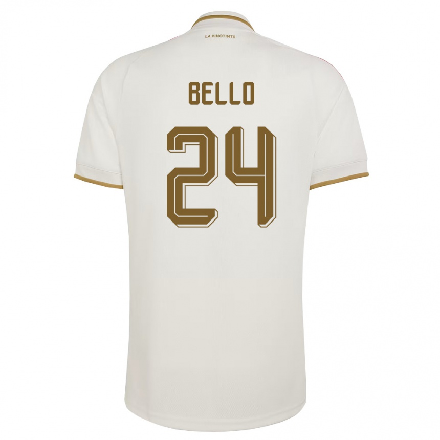 גברים כדורגל ונצואלה Eugenio Bello #24 שמנת צהוב הרחק ג'רזי 26-28