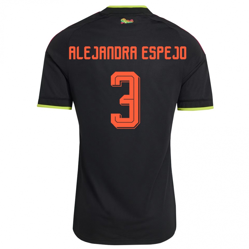 גברים כדורגל פרו María Alejandra Espejo #3 שחור צהוב ורוד הרחק ג'רזי 26-28