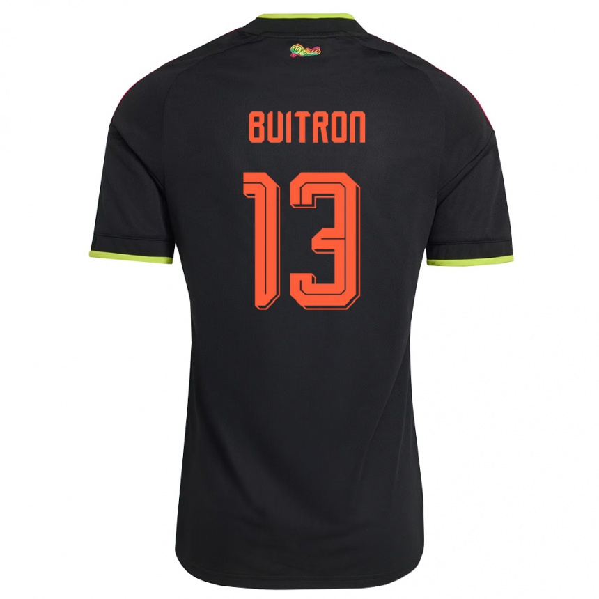 גברים כדורגל פרו Alison Buitrón #13 שחור צהוב ורוד הרחק ג'רזי 26-28