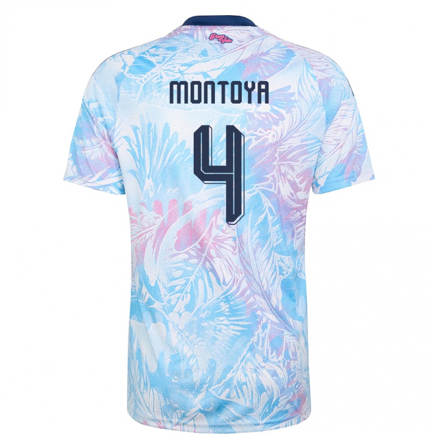 גברים כדורגל קוסטה ריקה Aarón Montoya #4 כחול שמיים כהה ורוד הרחק ג'רזי 26-28