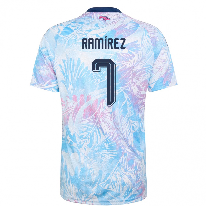 גברים כדורגל קוסטה ריקה Dylan Ramírez #7 כחול שמיים כהה ורוד הרחק ג'רזי 26-28