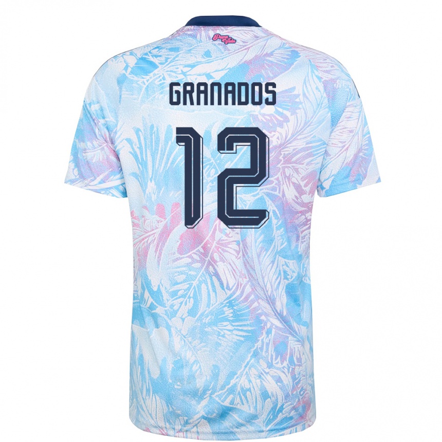 גברים כדורגל קוסטה ריקה Dan Granados #12 כחול שמיים כהה ורוד הרחק ג'רזי 26-28