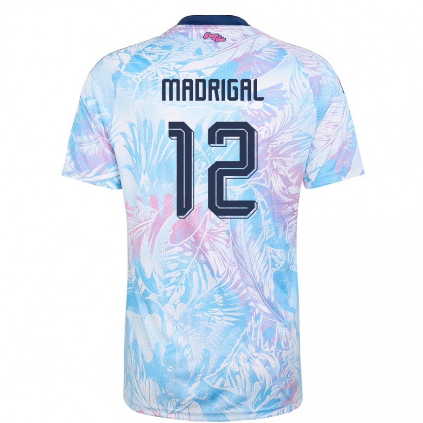 גברים כדורגל קוסטה ריקה Keylord Madrigal #12 כחול שמיים כהה ורוד הרחק ג'רזי 26-28