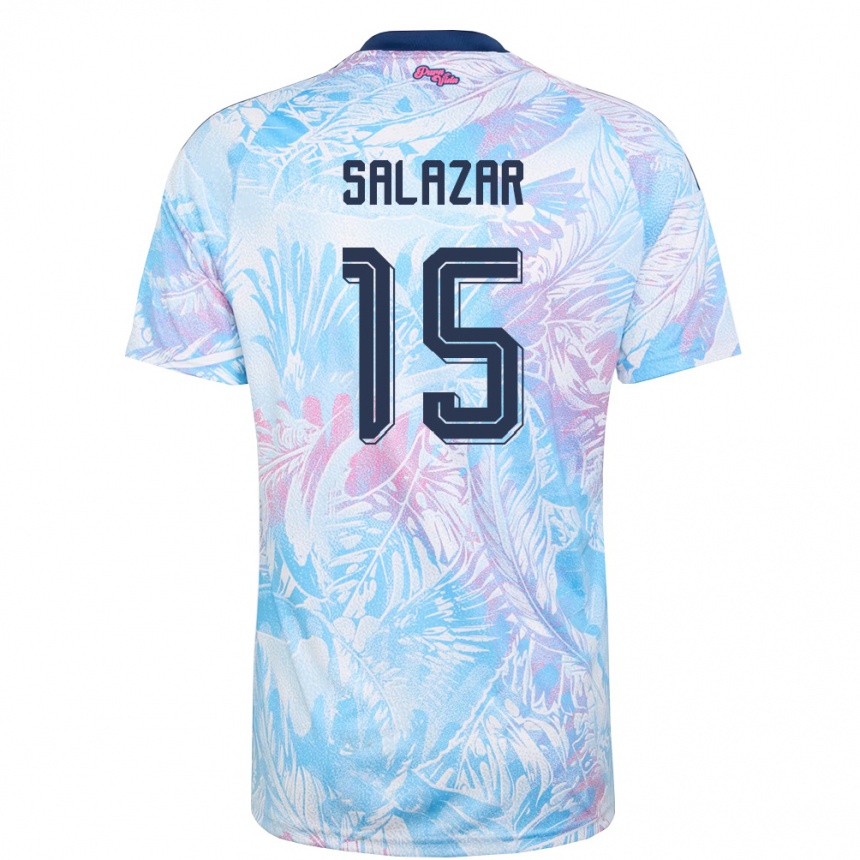 גברים כדורגל קוסטה ריקה Emanuel Salazar #15 כחול שמיים כהה ורוד הרחק ג'רזי 26-28