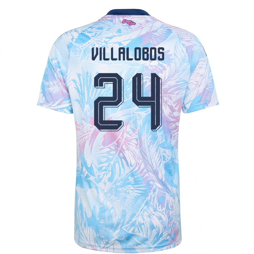 גברים כדורגל קוסטה ריקה Anthuan Villalobos #24 כחול שמיים כהה ורוד הרחק ג'רזי 26-28