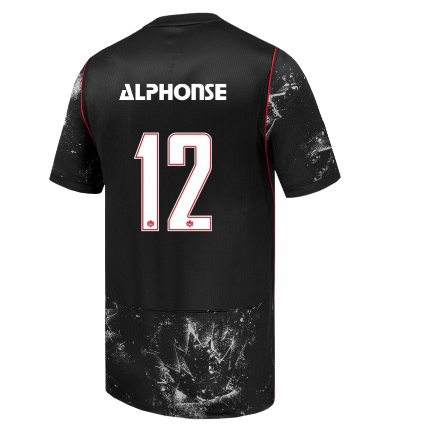 גברים כדורגל קנדה ג׳פרסון אלפונס #12 שחור לבן אדום הרחק ג'רזי 26-28