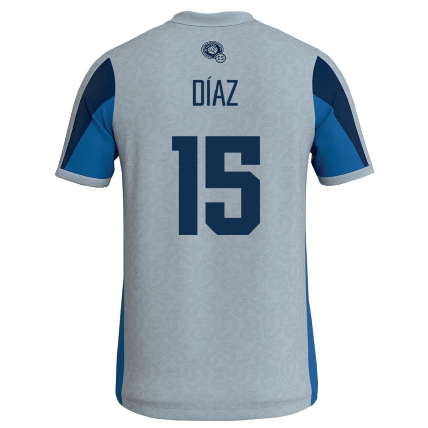 גברים כדורגל אל סלוודור Hugo Díaz #15 לבן כחול שמיים הרחק ג'רזי 26-28