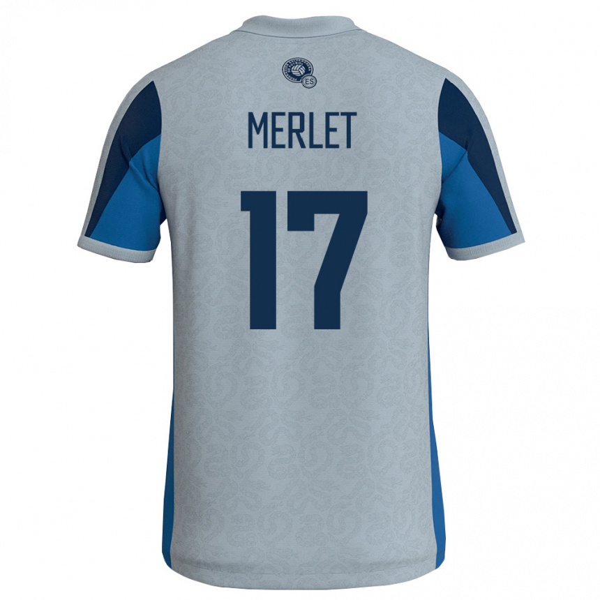 גברים כדורגל אל סלוודור Santiago Merlet #17 לבן כחול שמיים הרחק ג'רזי 26-28
