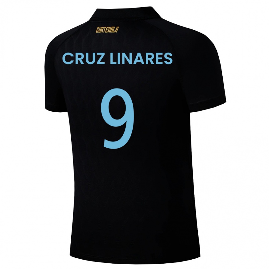 גברים כדורגל גואטמלה Raúl Cruz Linares #9 שחור כחול שמיים לבן הרחק ג'רזי 26-28