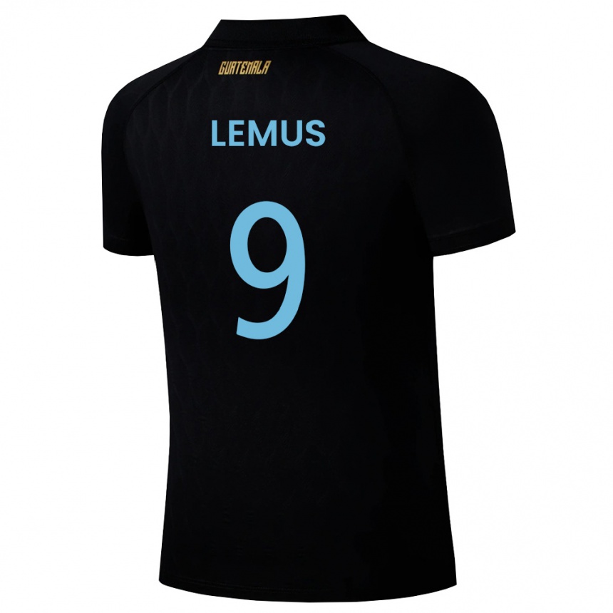 גברים כדורגל גואטמלה אריק למוס #9 שחור כחול שמיים לבן הרחק ג'רזי 26-28