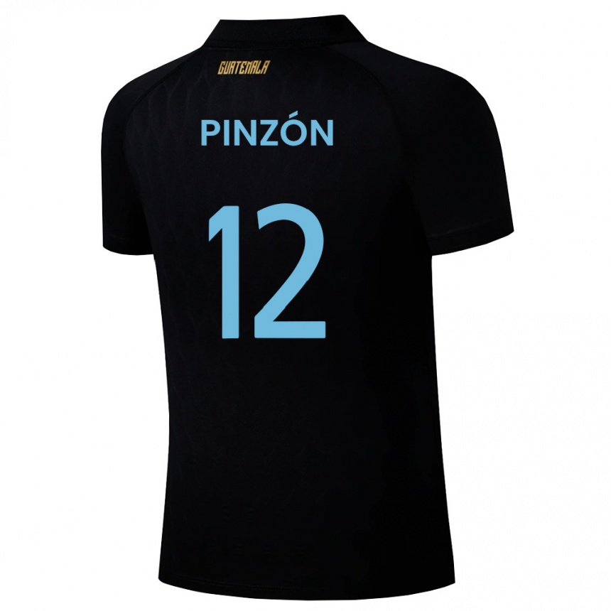 גברים כדורגל גואטמלה Alex Pinzón #12 שחור כחול שמיים לבן הרחק ג'רזי 26-28
