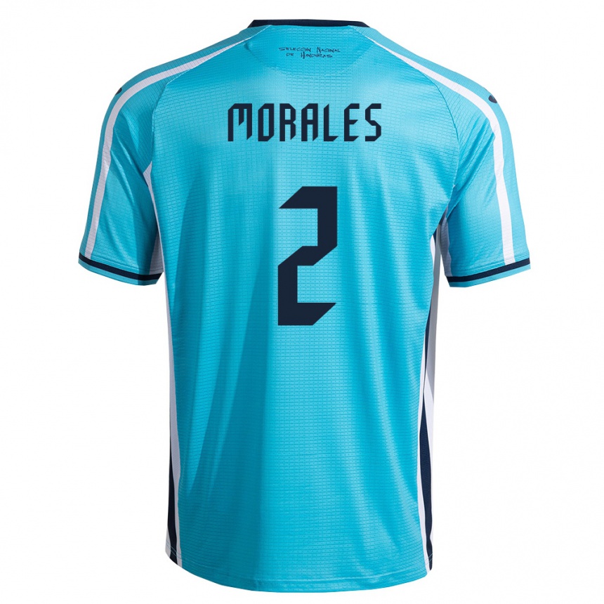 גברים כדורגל הונדורס Yensel Morales #2 כחול שמיים כהה הרחק ג'רזי 26-28