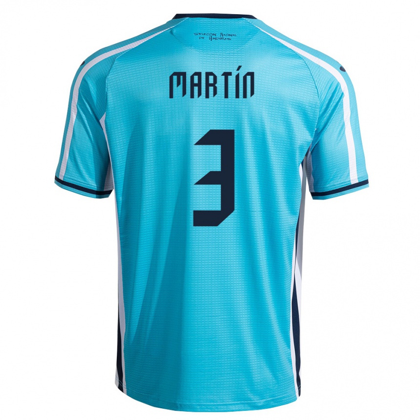 גברים כדורגל הונדורס Enmanuel Martín #3 כחול שמיים כהה הרחק ג'רזי 26-28