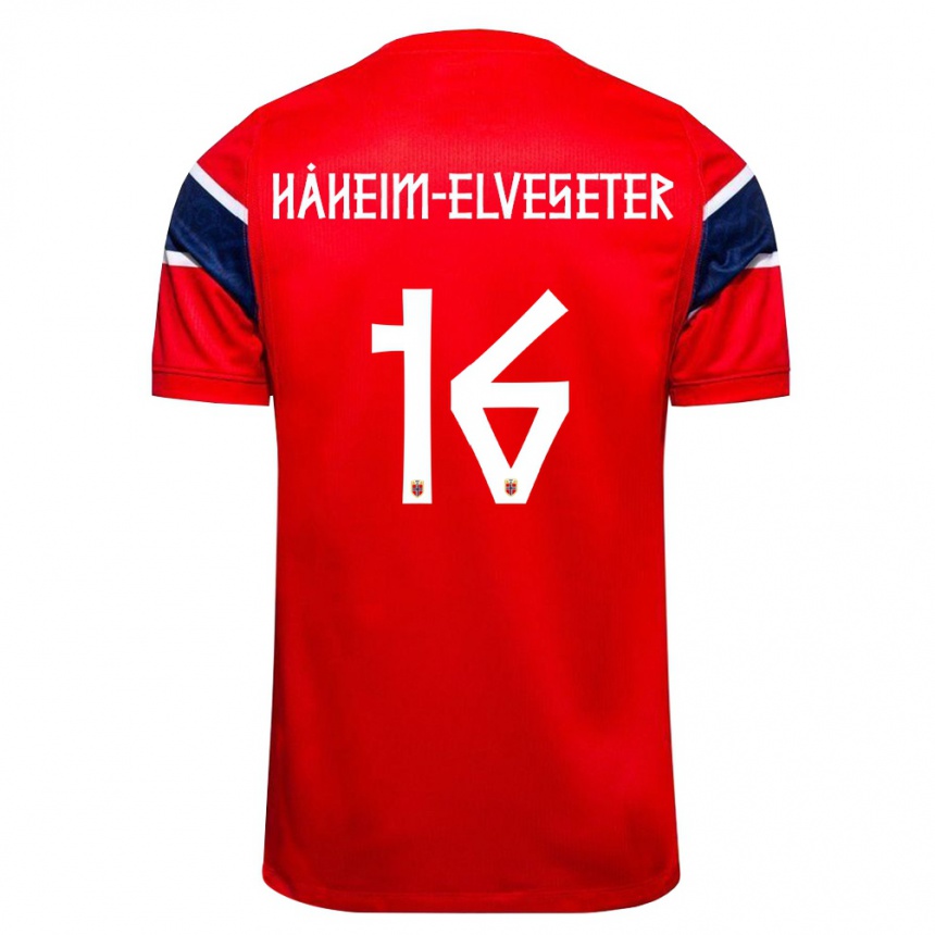 נשים כדורגל נורבגיה Martin Håheim-Elveseter #16 אדום כהה לבן ג'רזי ביתית 26-28
