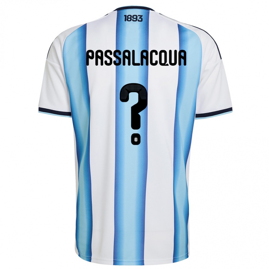 נשים כדורגל ארגנטינה Ramiro Passalacqua #0 לבן כחול שמיים כהה ג'רזי ביתית 26-28