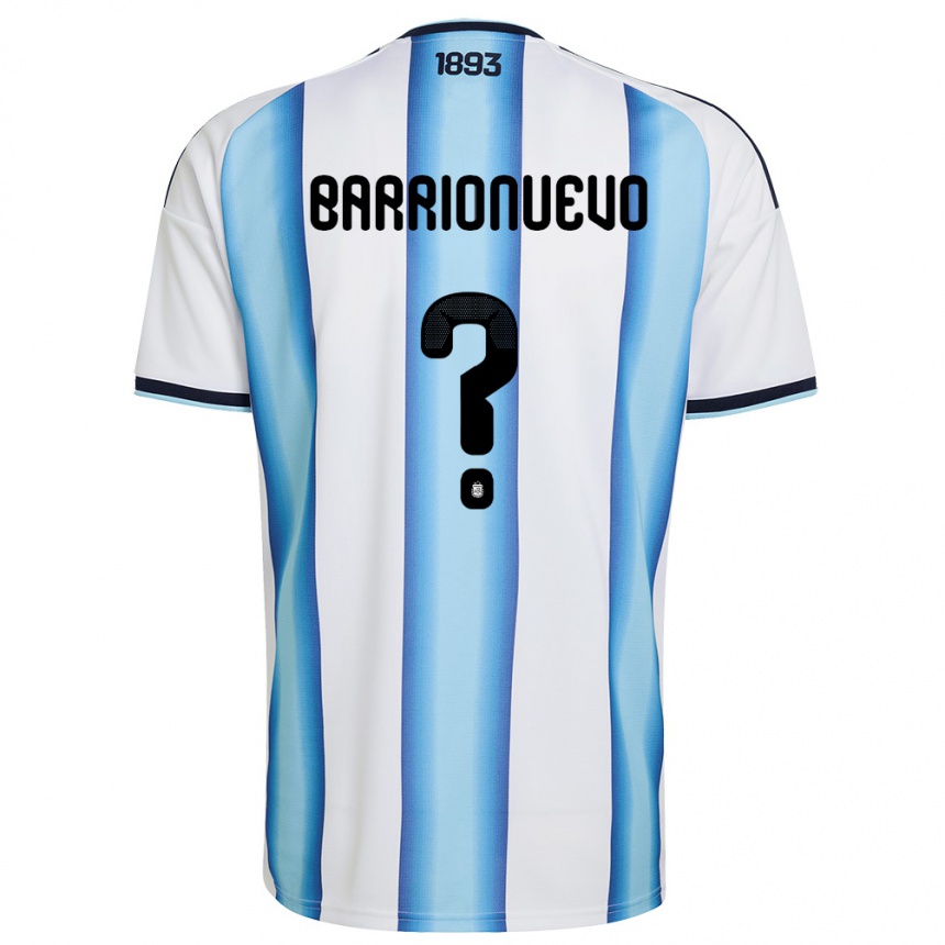 נשים כדורגל ארגנטינה Emiliano Barrionuevo #0 לבן כחול שמיים כהה ג'רזי ביתית 26-28