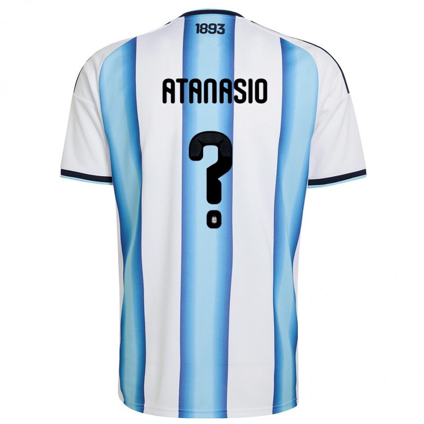 נשים כדורגל ארגנטינה Nicolás Atanasio #0 לבן כחול שמיים כהה ג'רזי ביתית 26-28