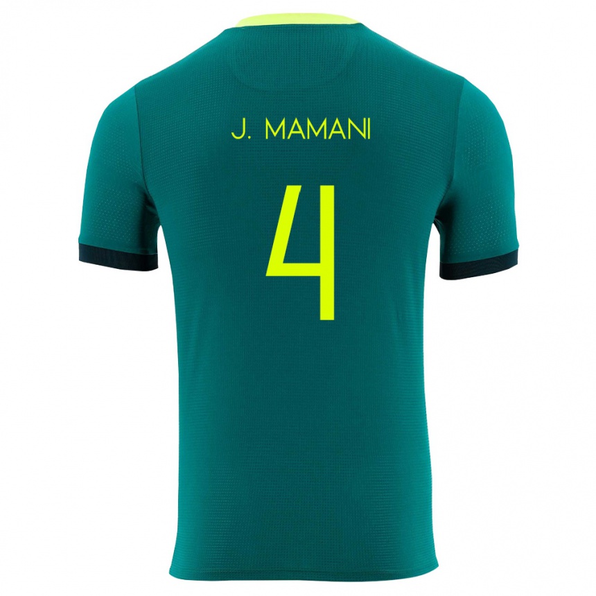 נשים כדורגל בוליביה Jhylian Mary Mamani #4 ירוק צהוב שחור ג'רזי ביתית 26-28