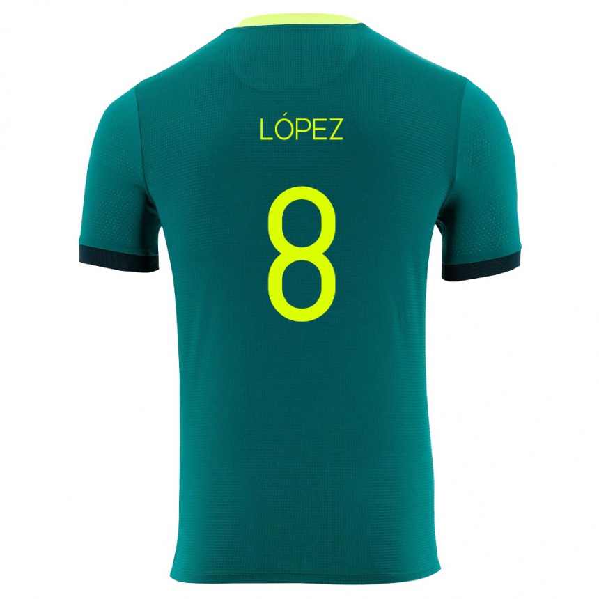 נשים כדורגל בוליביה Óscar López #8 ירוק צהוב שחור ג'רזי ביתית 26-28