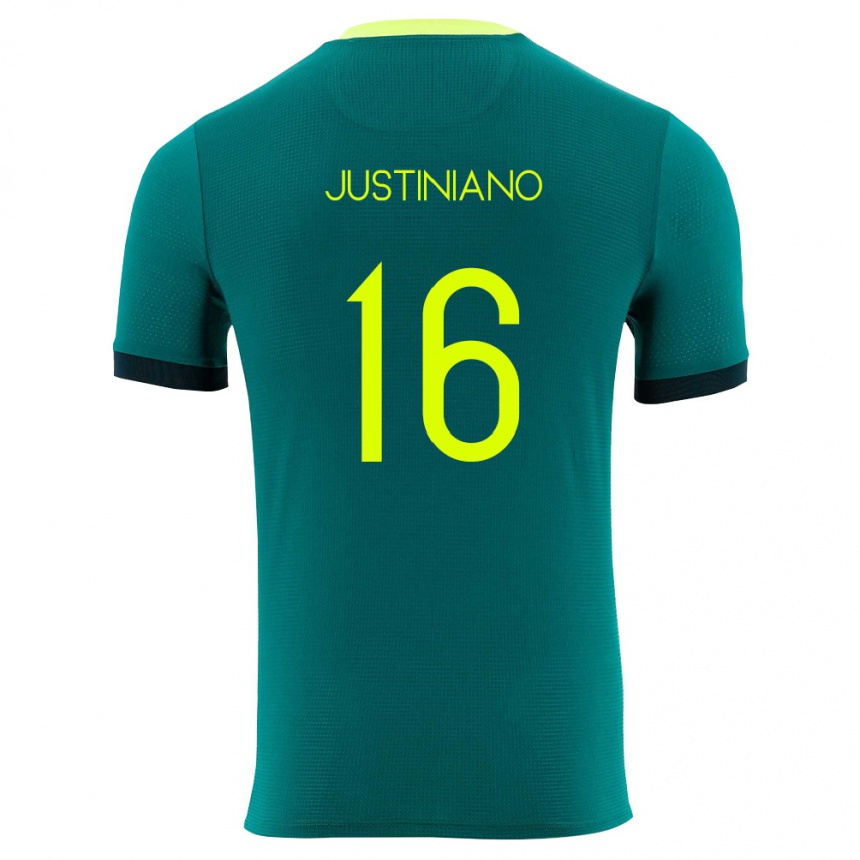 נשים כדורגל בוליביה Leonardo Justiniano #16 ירוק צהוב שחור ג'רזי ביתית 26-28