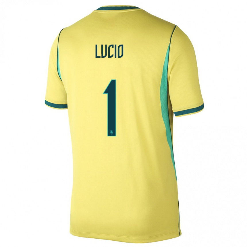 נשים כדורגל ברזיל João Lucio #1 צהוב ירוק ג'רזי ביתית 26-28