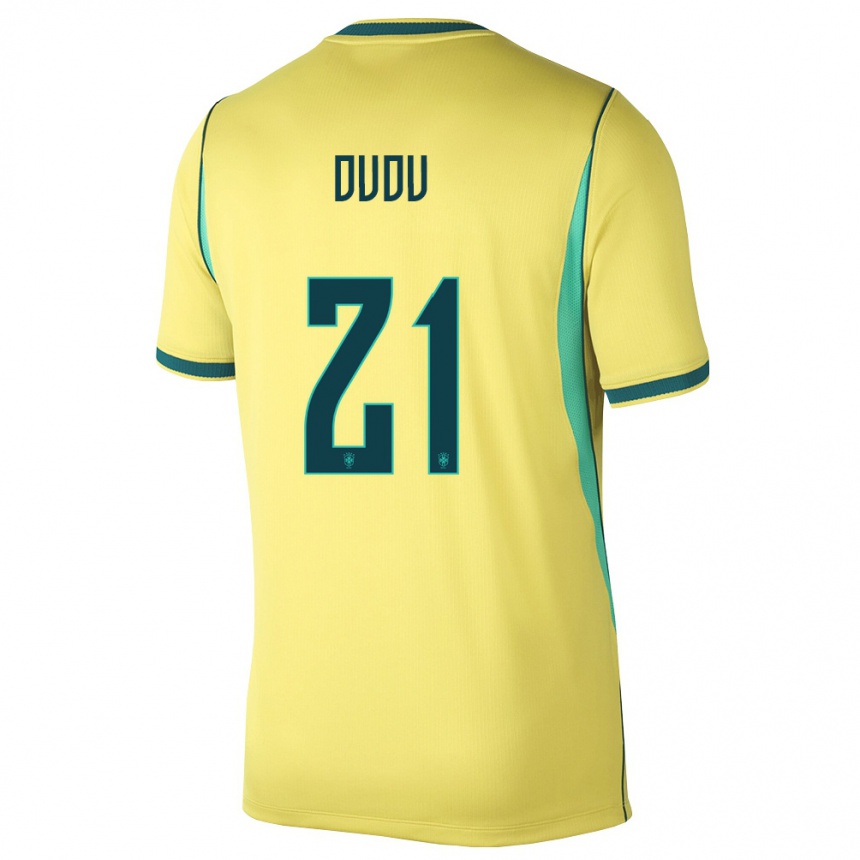 נשים כדורגל ברזיל Dudu #21 צהוב ירוק ג'רזי ביתית 26-28