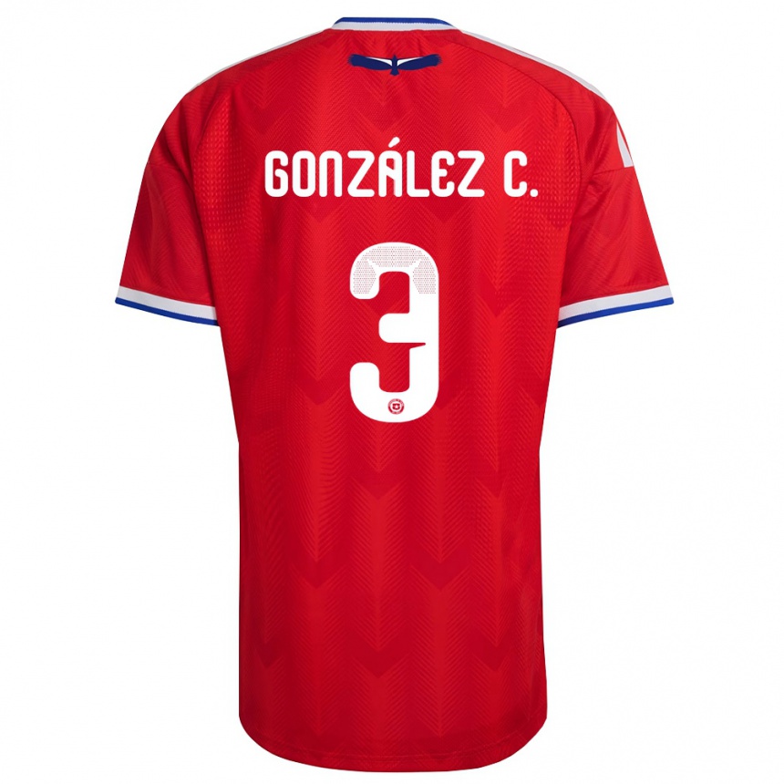 נשים כדורגל צ'ילה Tomás González C. #3 אדום לבן כחול ג'רזי ביתית 26-28