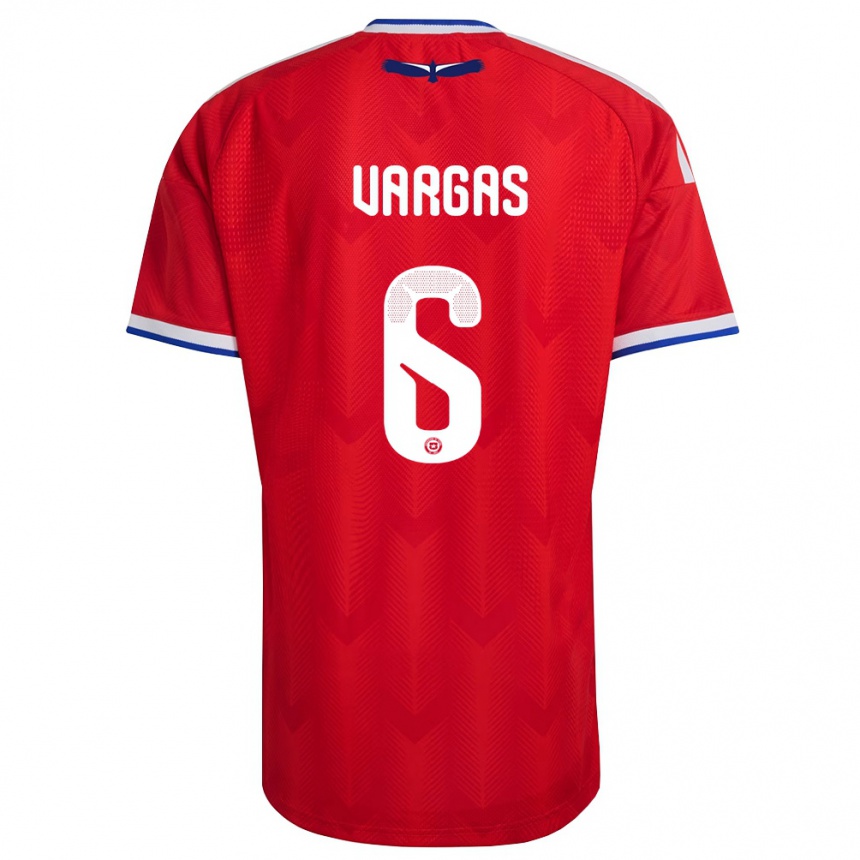 נשים כדורגל צ'ילה Sebastián Vargas #6 אדום לבן כחול ג'רזי ביתית 26-28