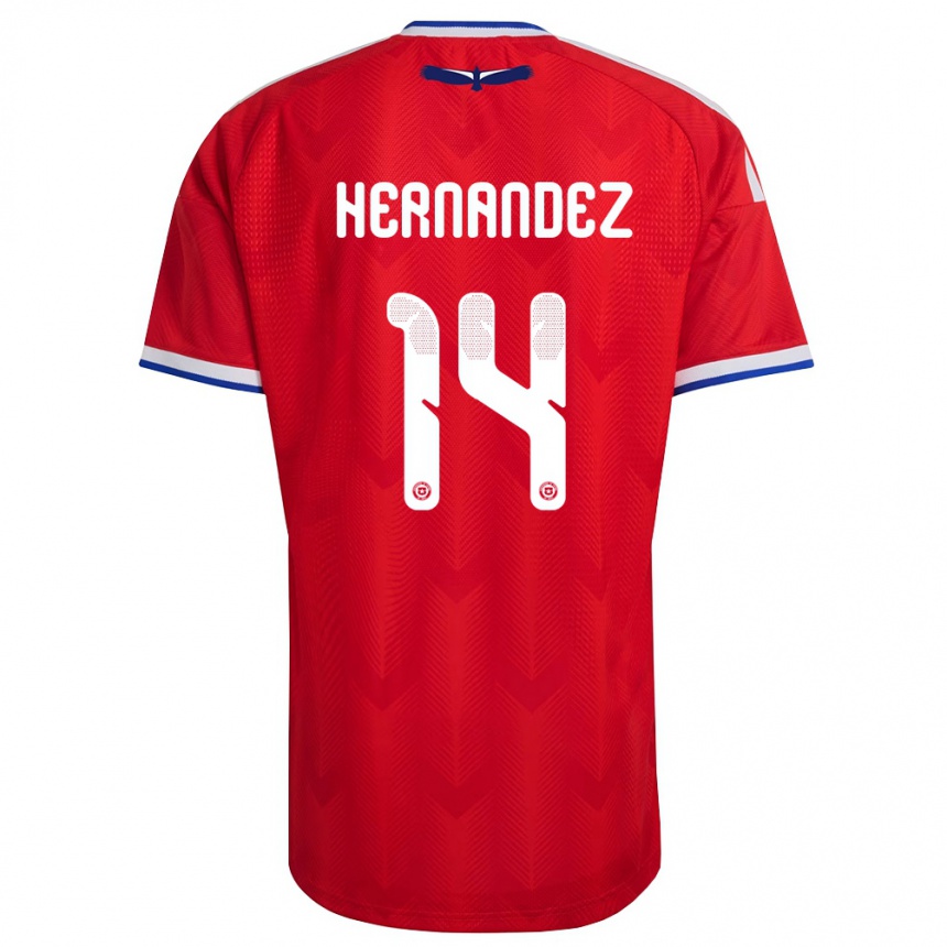 נשים כדורגל צ'ילה Leandro Hernández #14 אדום לבן כחול ג'רזי ביתית 26-28