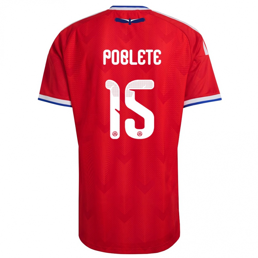 נשים כדורגל צ'ילה Jaime Poblete #15 אדום לבן כחול ג'רזי ביתית 26-28