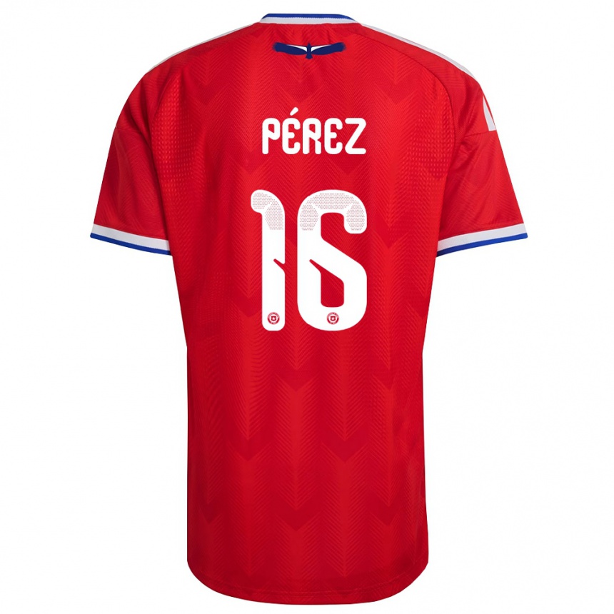 נשים כדורגל צ'ילה Nicolás Pérez #16 אדום לבן כחול ג'רזי ביתית 26-28