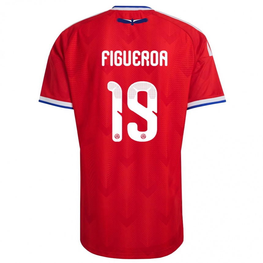 נשים כדורגל צ'ילה Catalina Figueroa #19 אדום לבן כחול ג'רזי ביתית 26-28