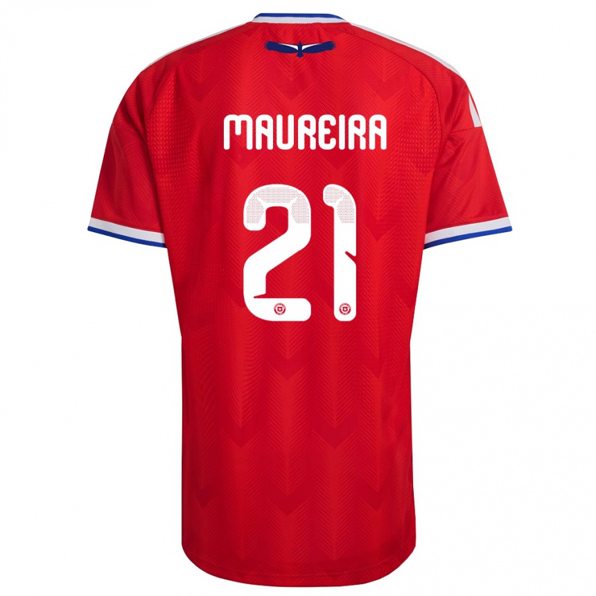 נשים כדורגל צ'ילה Gabriel Maureira #21 אדום לבן כחול ג'רזי ביתית 26-28