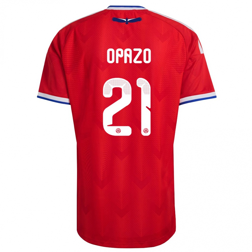 נשים כדורגל צ'ילה Diego Opazo #21 אדום לבן כחול ג'רזי ביתית 26-28