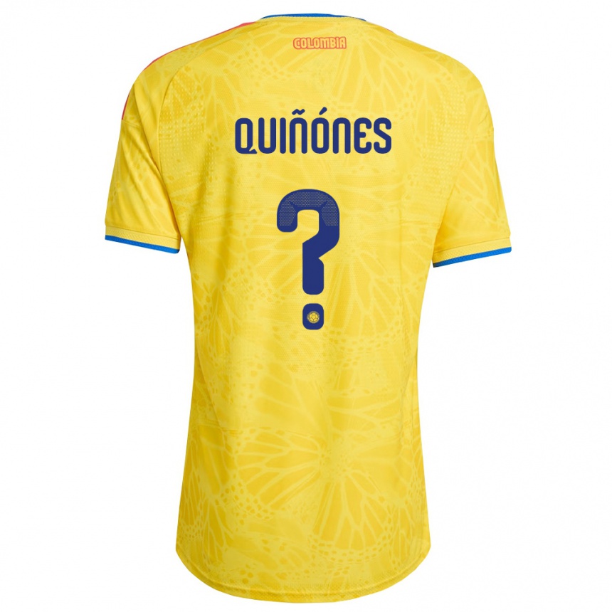 נשים כדורגל קולומביה Brayner Quiñónes #0 צהוב כחול אדום ג'רזי ביתית 26-28