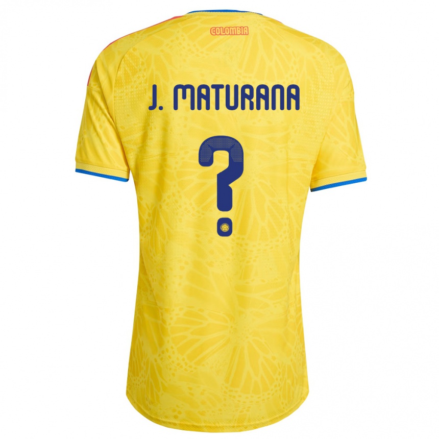 נשים כדורגל קולומביה Jhon Maturana #0 צהוב כחול אדום ג'רזי ביתית 26-28