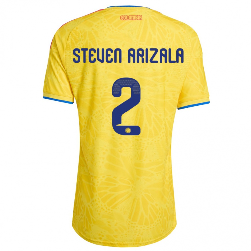 נשים כדורגל קולומביה Elver Steven Arizala #2 צהוב כחול אדום ג'רזי ביתית 26-28