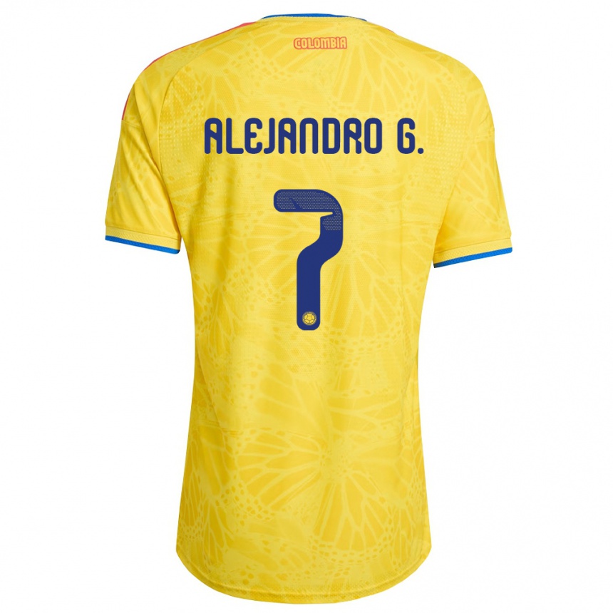 נשים כדורגל קולומביה Alejandro García #7 צהוב כחול אדום ג'רזי ביתית 26-28