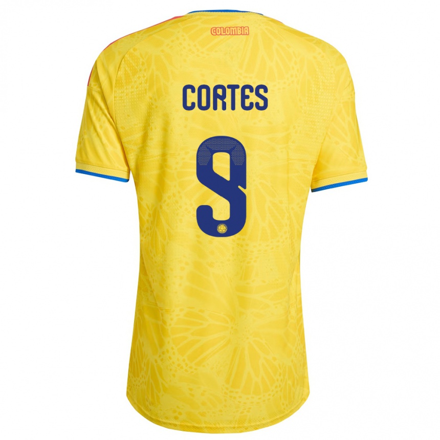 נשים כדורגל קולומביה Carlos Cortés #9 צהוב כחול אדום ג'רזי ביתית 26-28