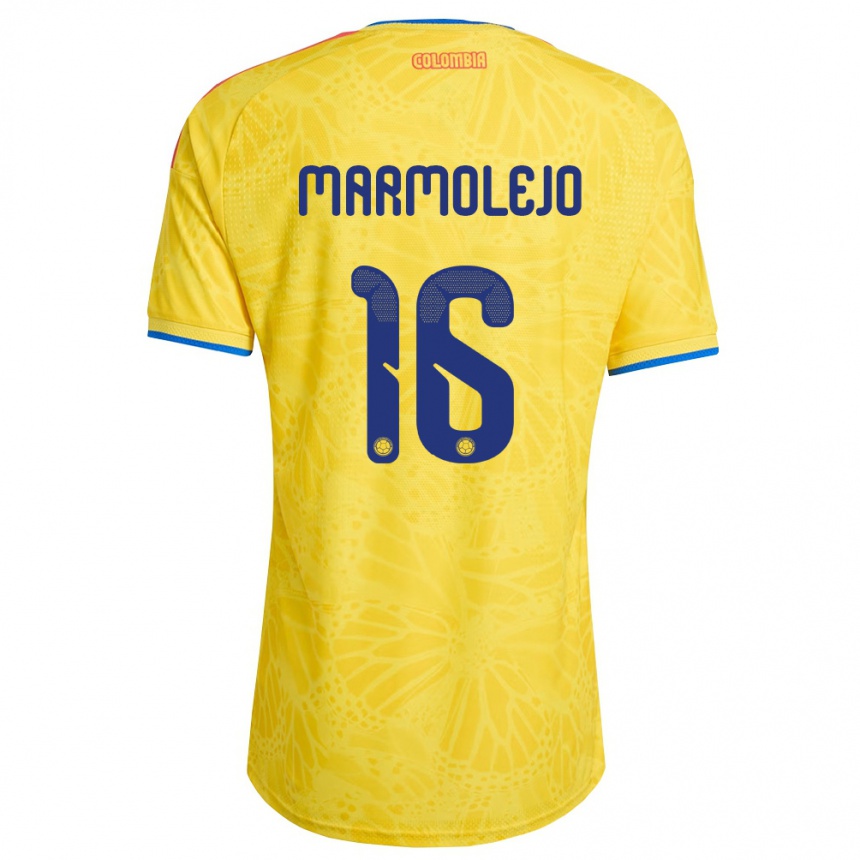 נשים כדורגל קולומביה Samir Marmolejo #16 צהוב כחול אדום ג'רזי ביתית 26-28