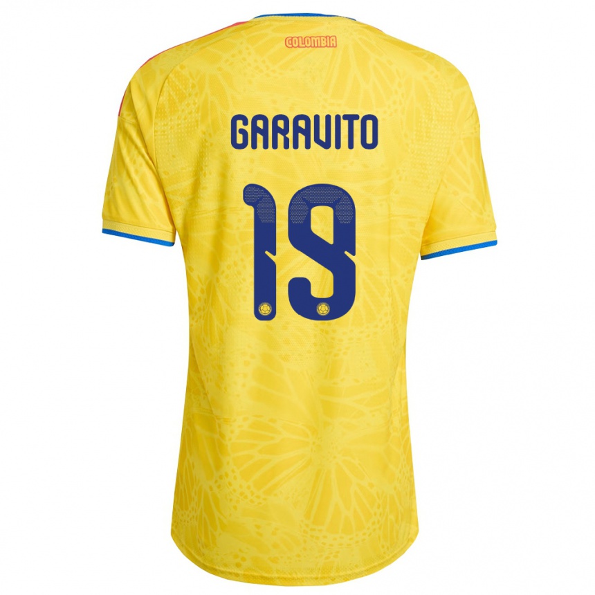 נשים כדורגל קולומביה Laura Garavito #19 צהוב כחול אדום ג'רזי ביתית 26-28