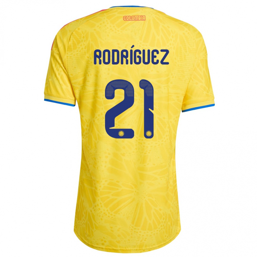 נשים כדורגל קולומביה David Rodríguez #21 צהוב כחול אדום ג'רזי ביתית 26-28