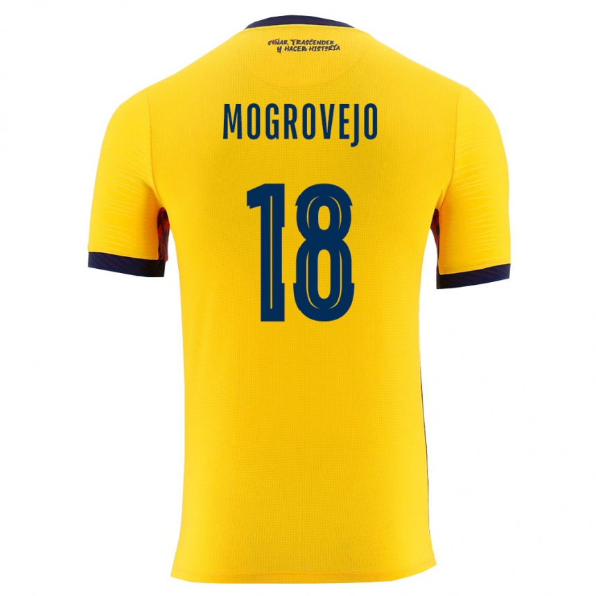 נשים כדורגל אקוודור Juan Mogrovejo #18 צהוב כהה ג'רזי ביתית 26-28