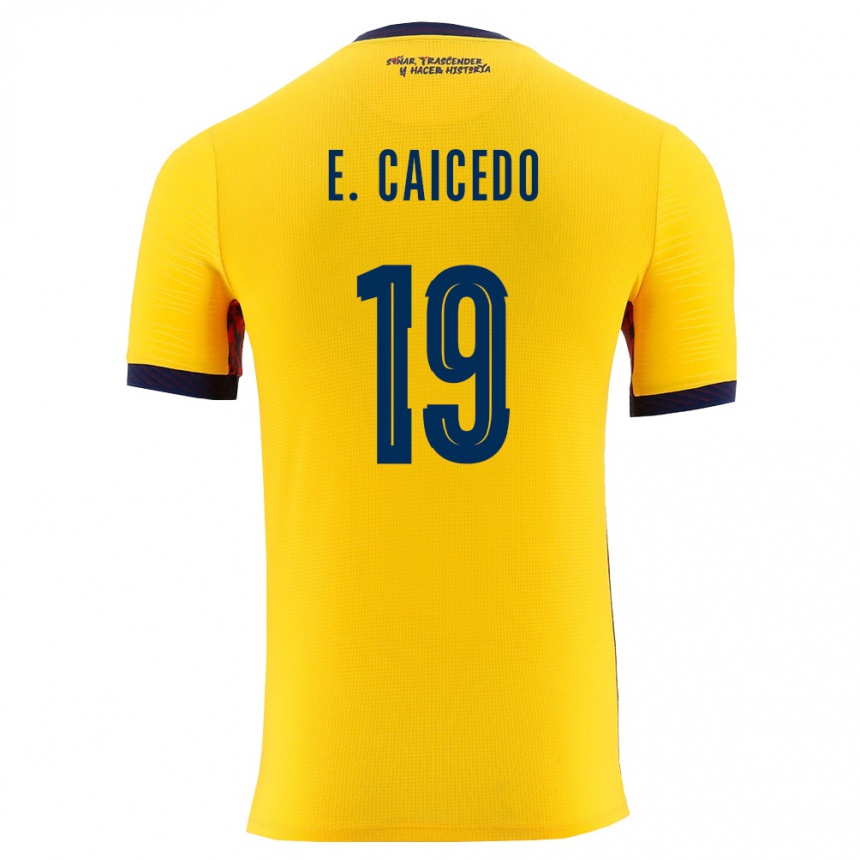 נשים כדורגל אקוודור Elian Caicedo #19 צהוב כהה ג'רזי ביתית 26-28