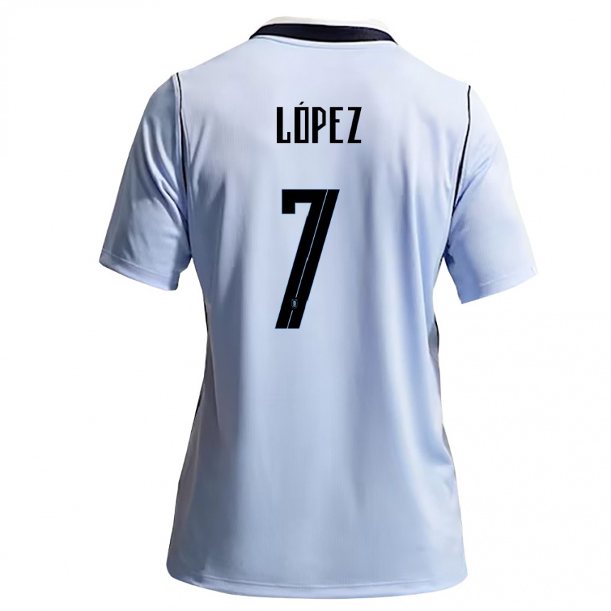 נשים כדורגל אורוגוואי Nahuel López #7 כחול שמיים לבן ג'רזי ביתית 26-28